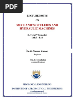 Mechanics of Fluids and Hydraulic Machines: Lecture Notes