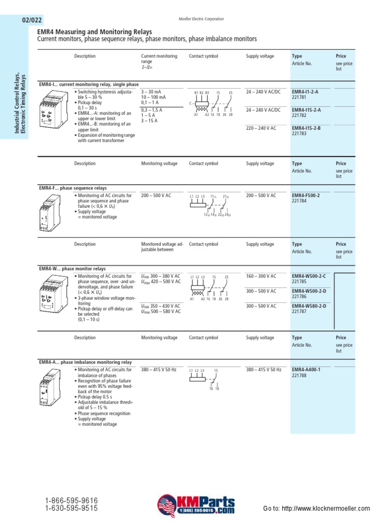 Moeller EMR4 Current Monitoring Relays | PDF | Relay | Alternating Current