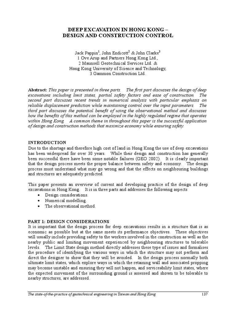 Deep Excavation Design in Hong Kong | PDF | Geotechnical Engineering ...