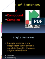 Types of Sentences: Simple Compound Complex