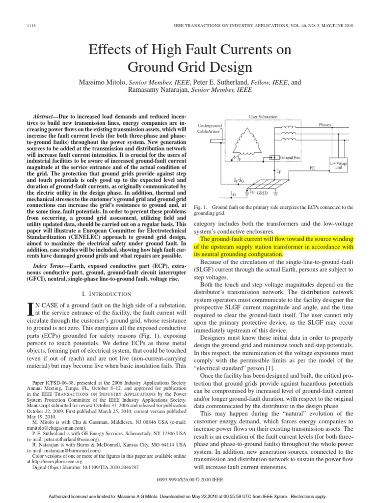 Ground Grid Design Based On Fault Currents | PDF | Electrical ...
