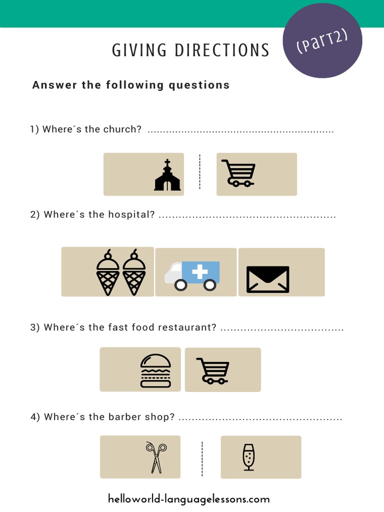 Giving Directions in English | PDF | Home & Garden | Science & Mathematics