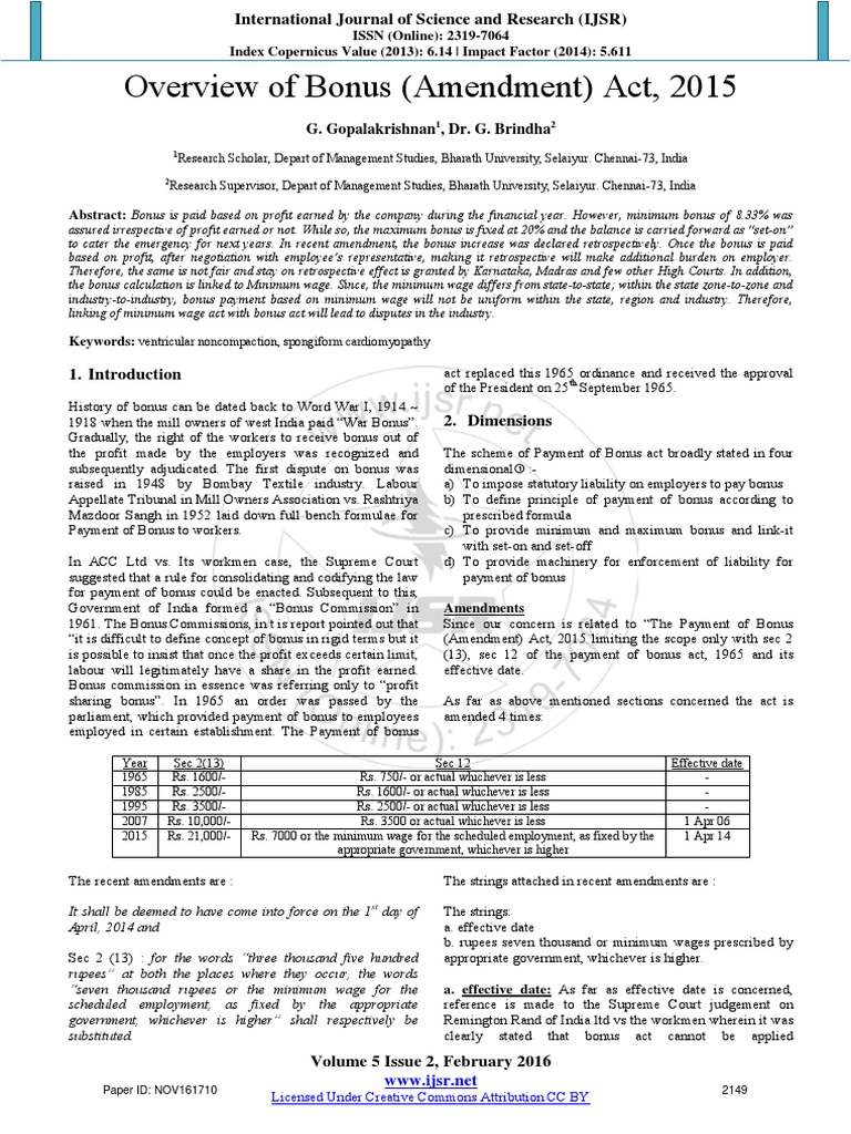 Bonus Act Amendment | PDF | Minimum Wage | Wage