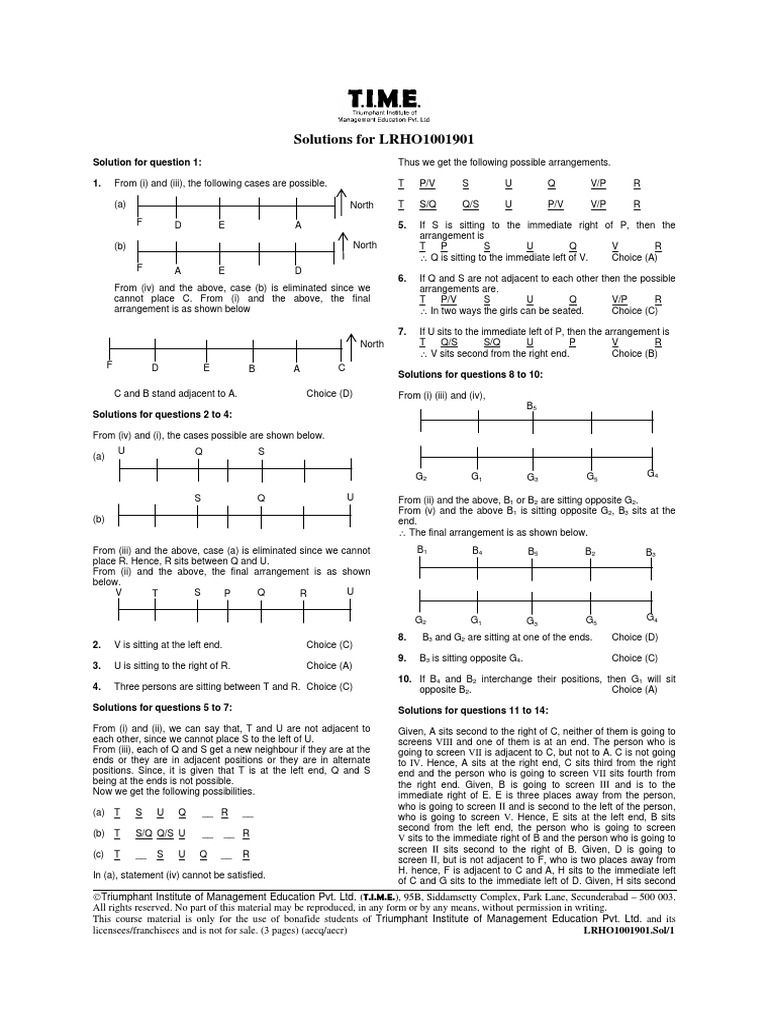 Linear Arrangement Handout PDF Teaching Mathematics