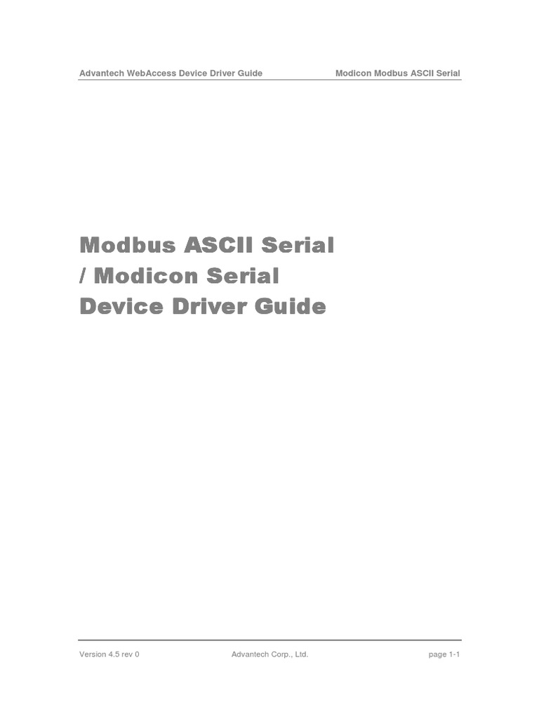 Modbus ASCII Serial Device Guide | PDF | Programmable Logic Controller ...