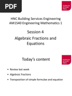 Maths Lecture 4 Algebraic Fractions and Transposition