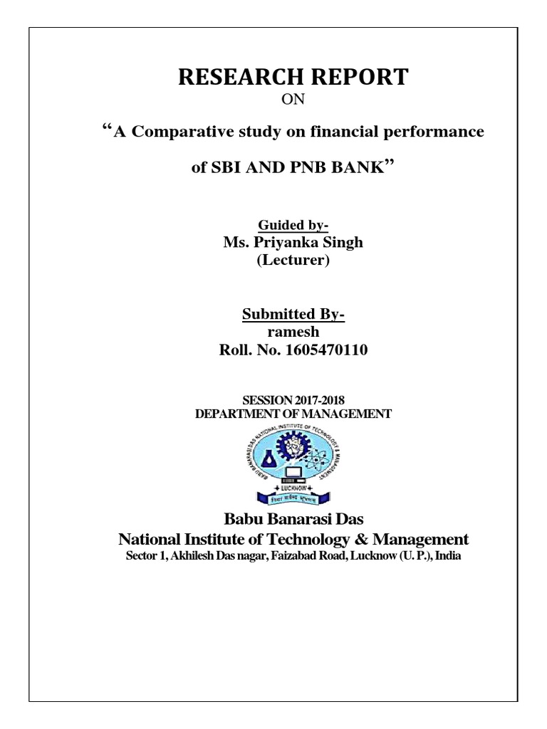 Comparative Study Of Financial Performance Of Sbi And Hdfc Bank