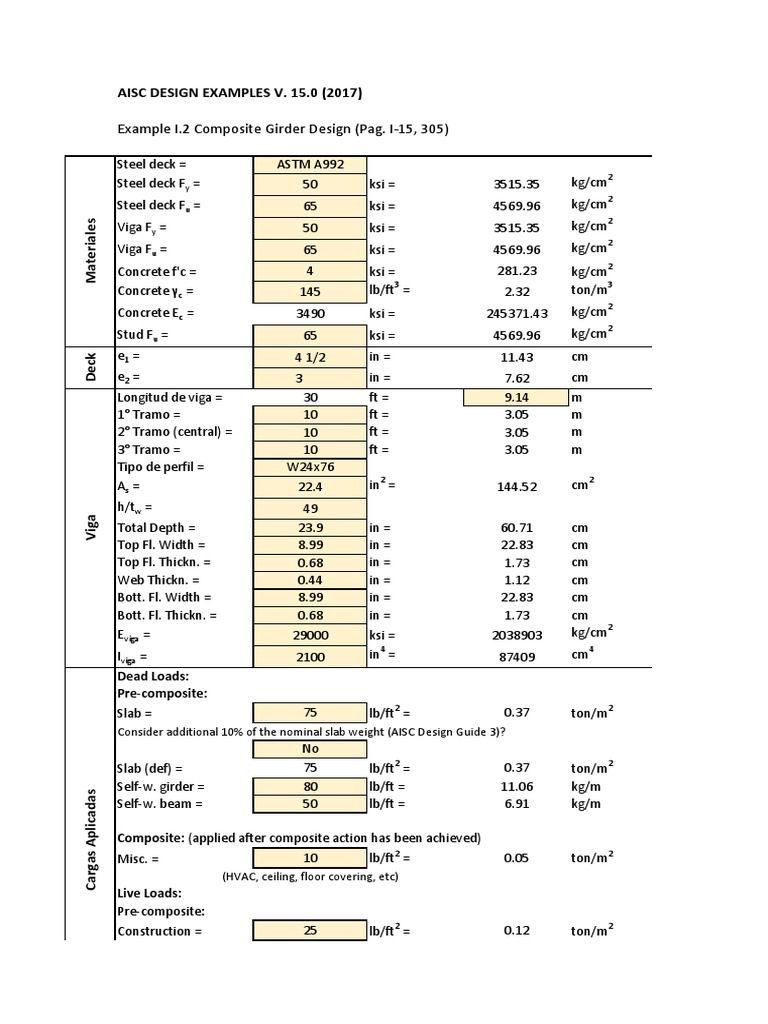 AISC Composite Girder Design Example | PDF | Building Materials | Civil ...