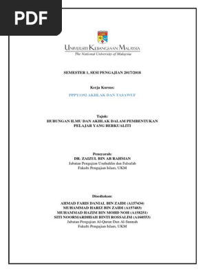 Hazim A158251 Hubungan Ilmu Dan Akhlak Dalam Pembentukan Pelajar Yang Berkualiti Pdf