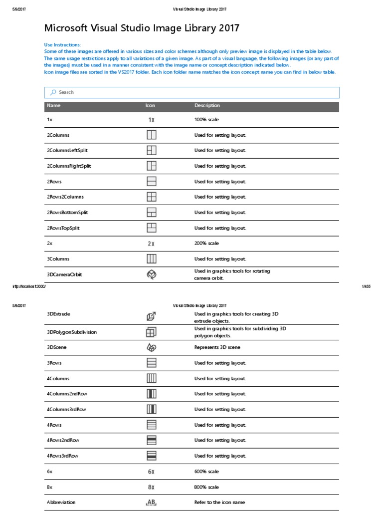Visual Studio Image Library Guide | PDF | Icon (Computing) | Microsoft ...