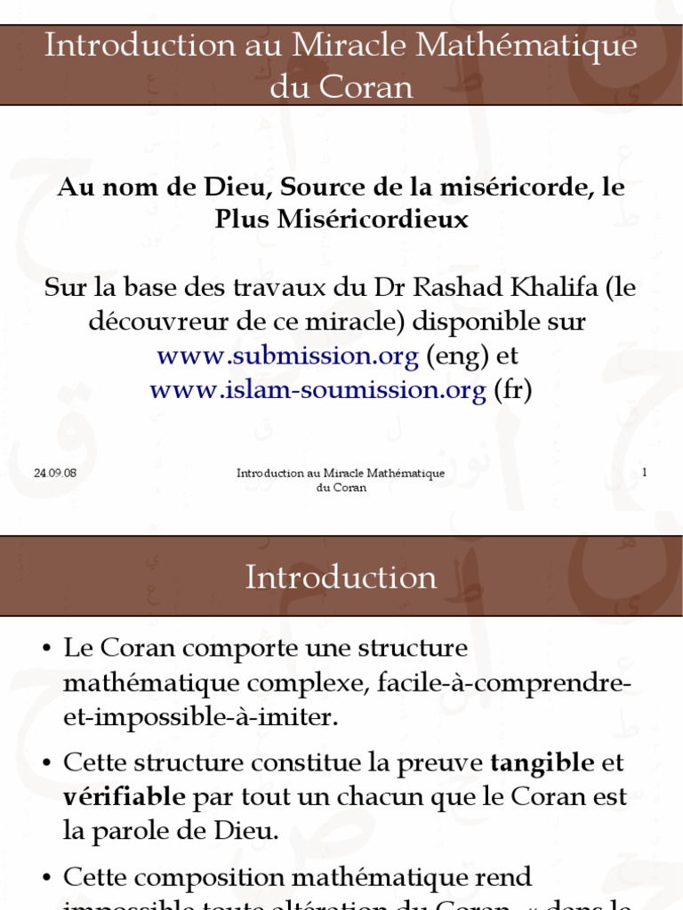 Les Miracles Du Coran En Image Miracle Mathématique Du Coran | PDF | Coran | Islam