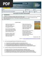 Prova 9ºano. Língua Portuguesa  Versificação 