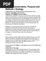 Wildlife Conservation: Purpose and Methods - Zoology