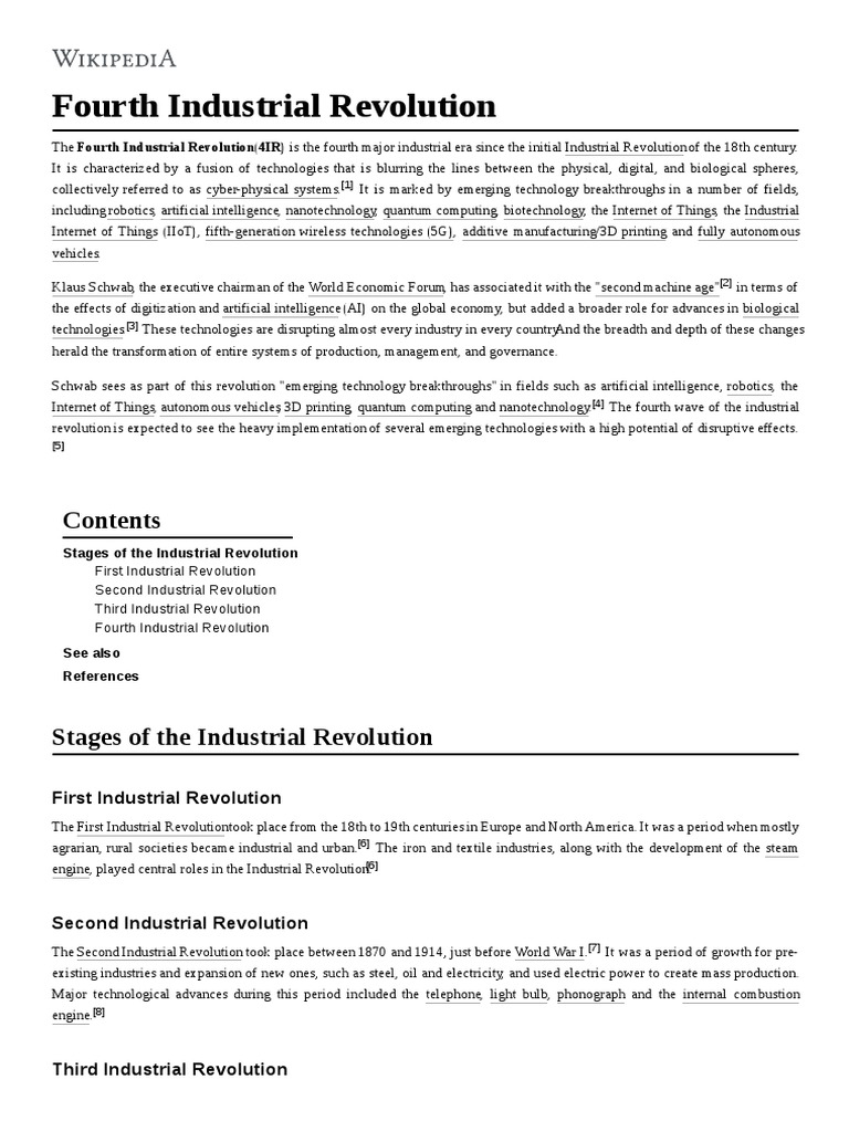 Fourth Industrial Revolution Pdf Pdf Science And Technology