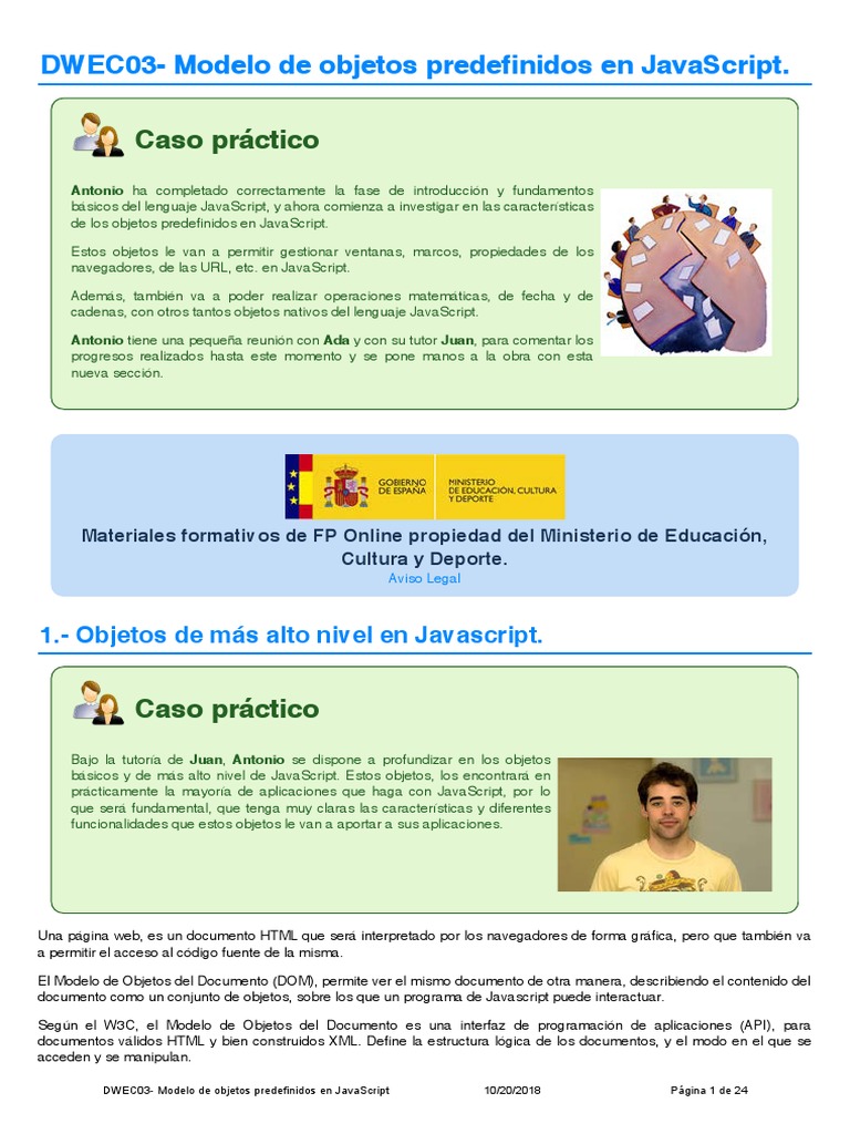 Objetos Predefinidos en JavaScript | PDF | Script Java | HTML