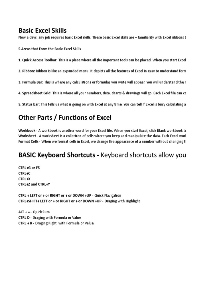 Basic Excel 101 Microsoft Excel Spreadsheet