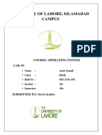 University of Lahore, Islamabad Campus: Course: Operating System LAB: 05