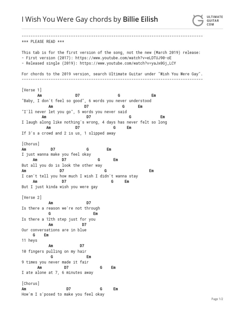 Wish You Were Gay Chords Song Structure Song Recordings