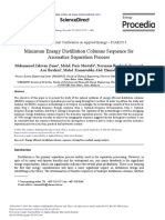 Minimum Energy Distillation Columns Sequence for A