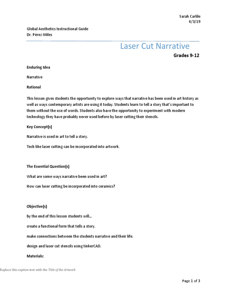 Laser Cutter Lesson PDF Narrative Communication