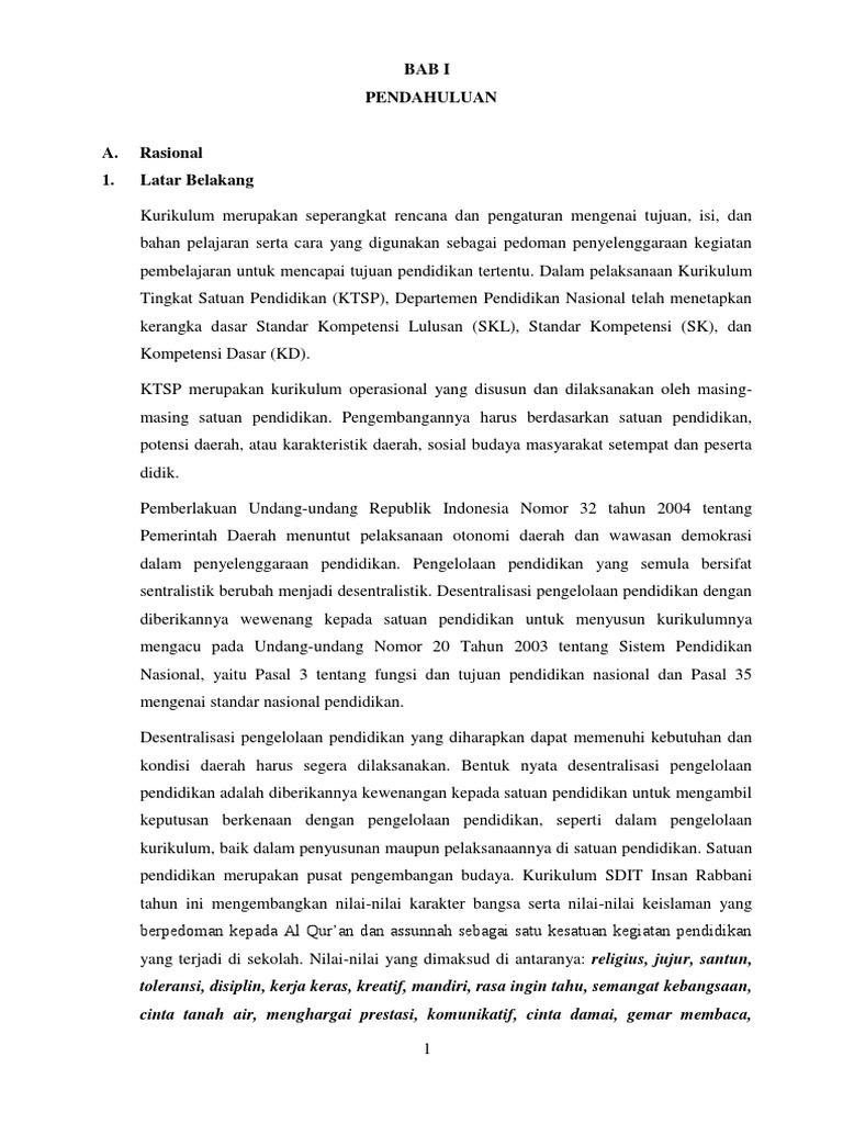 Kurikulum SDIT Insan Rabbani 2023 | PDF