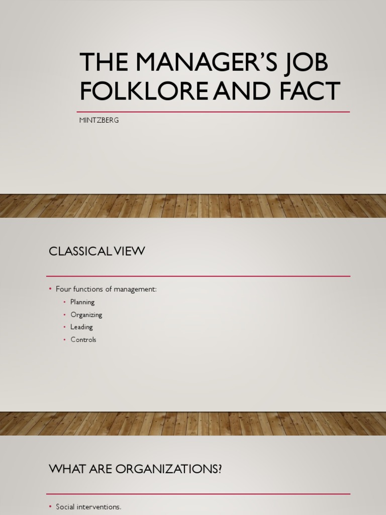 The Manager's Job Folklore and Fact PDF Decision Making