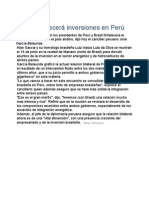 Brasil Fortalecerá Inversiones en Perú