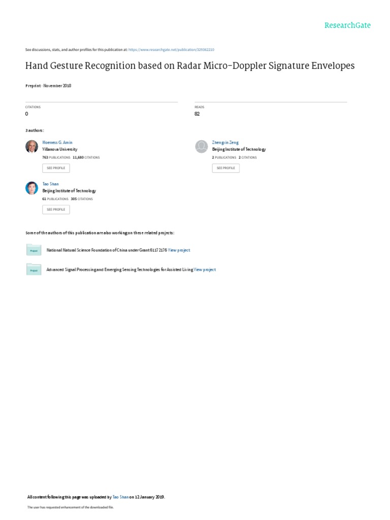 Hand Gesture Recognition Based On Radar MicroDoppler Signature