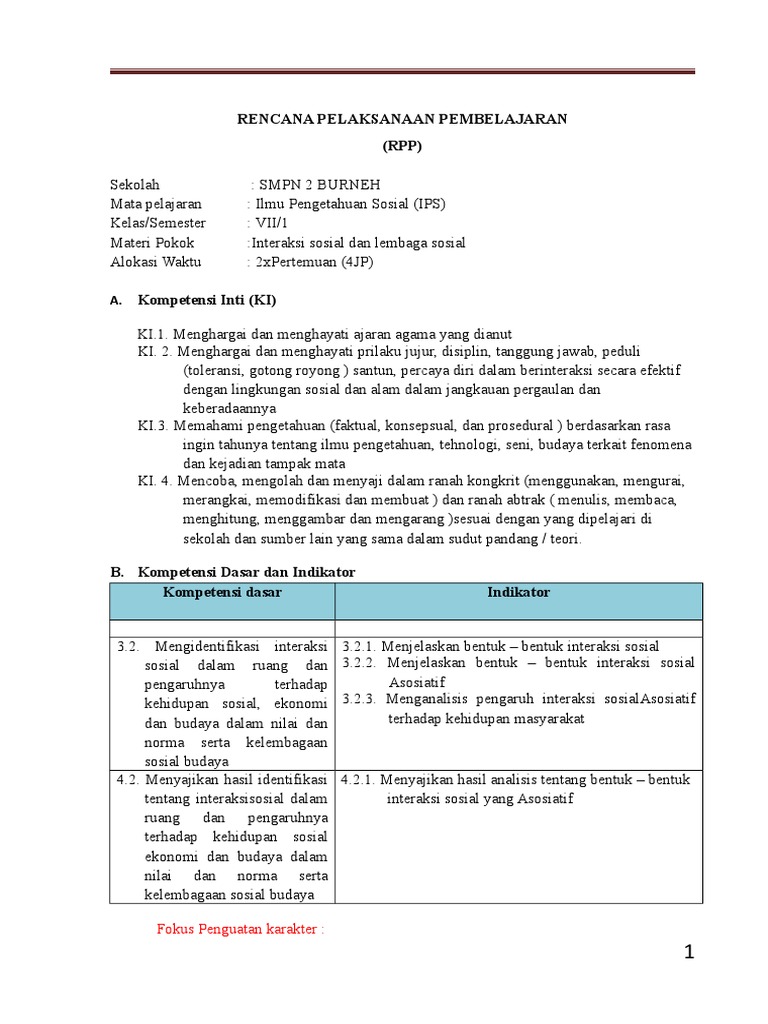 22 Rpp Interaksi Sosial