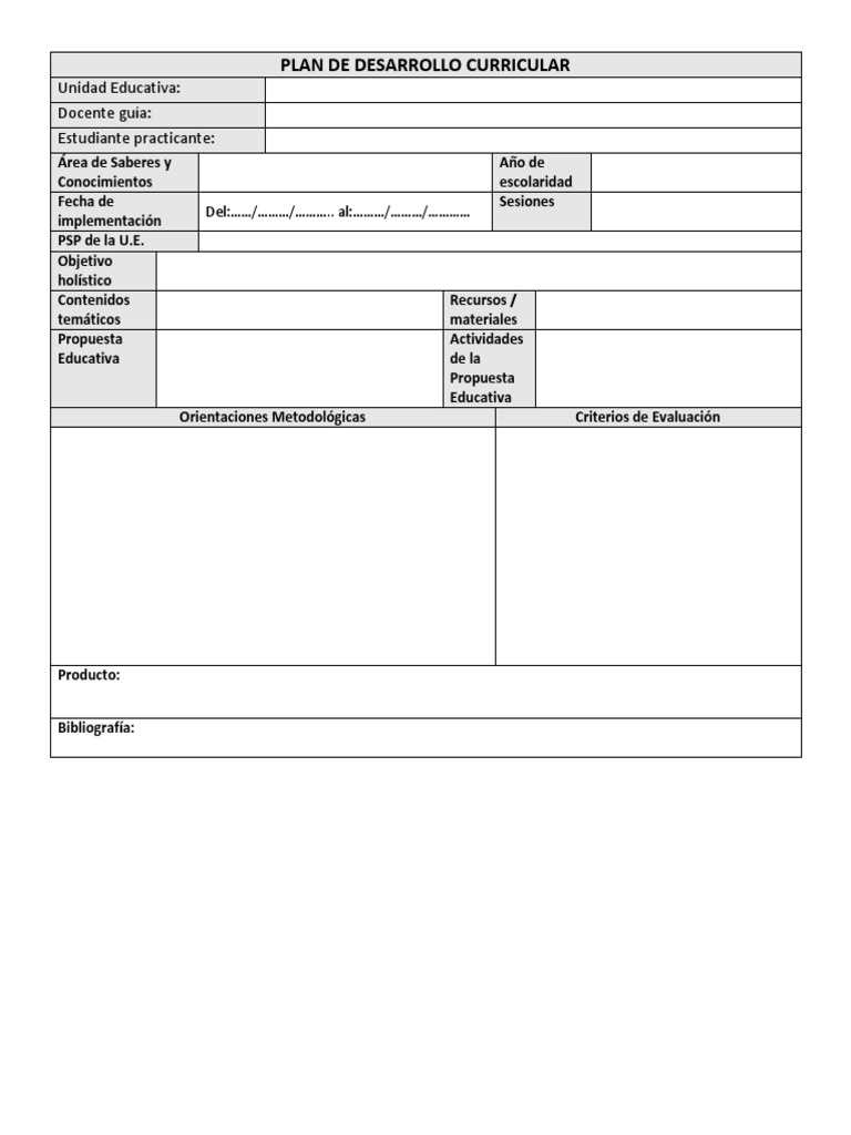 Formato PDC Con Datos Referenciales | PDF