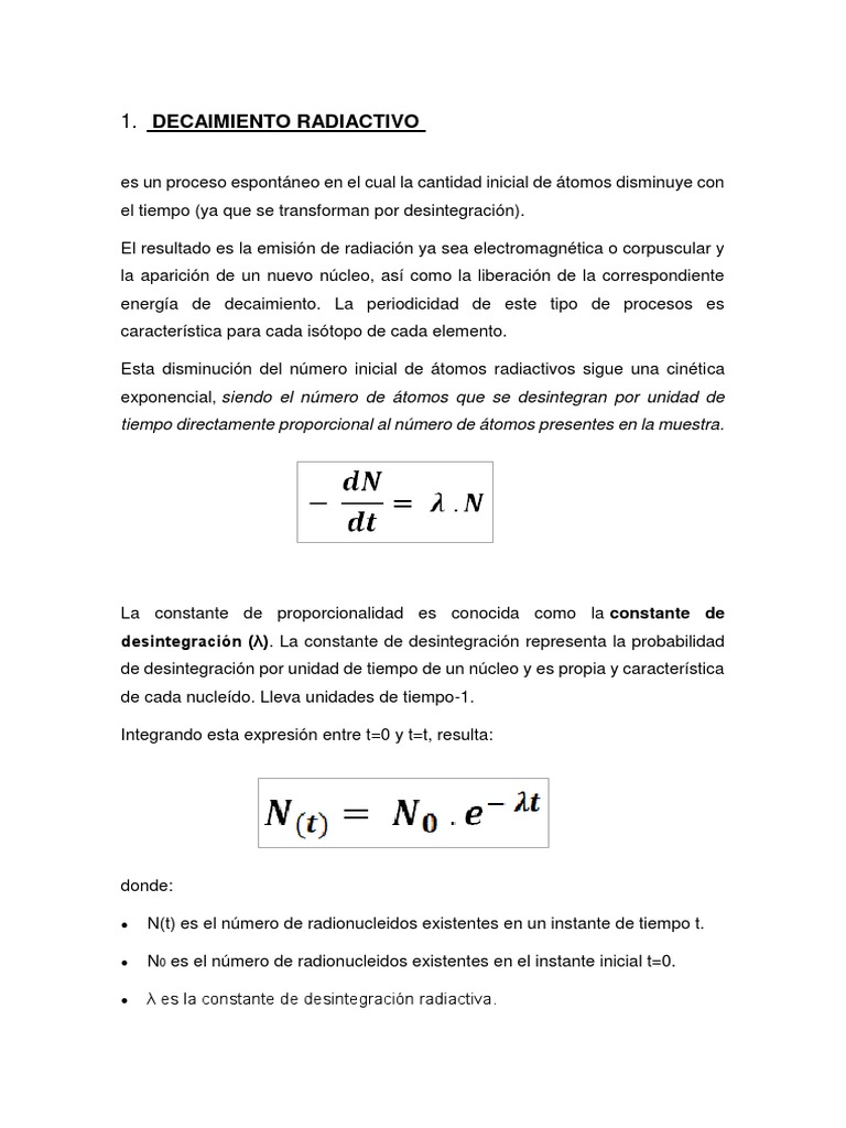 Decaimiento | PDF | Desintegración radioactiva | Núcleo atómico
