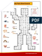 Body Parts Wordsearch PDF