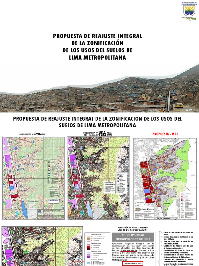 Reajuste Plano De Zonificacion Mdi Pdf Lima Perú