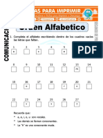 Ficha de Orden Alfabetico para Segundo de Primaria