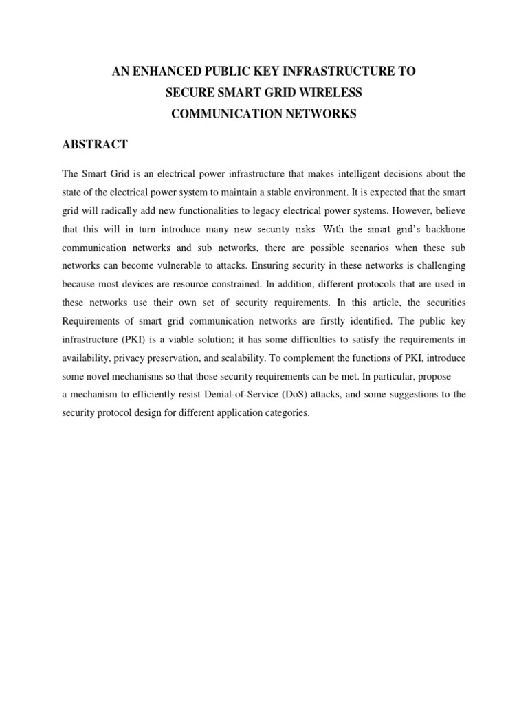 An Enhanced Public Key Infrastructure To Secure Smart Grid | PDF ...