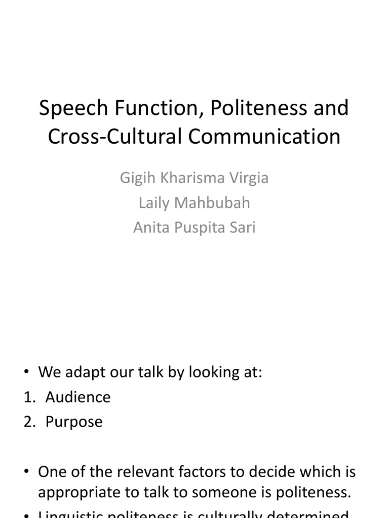 Speech Functions and Politeness in Culture | PDF