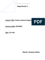 Experiment 1: Course Title: Power System Engineering