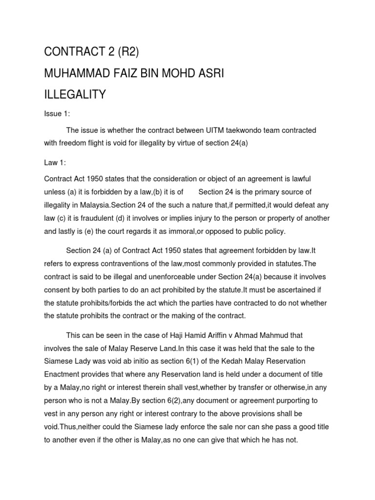 Illegality in Malaysian Contracts Explained | PDF | Business Law ...