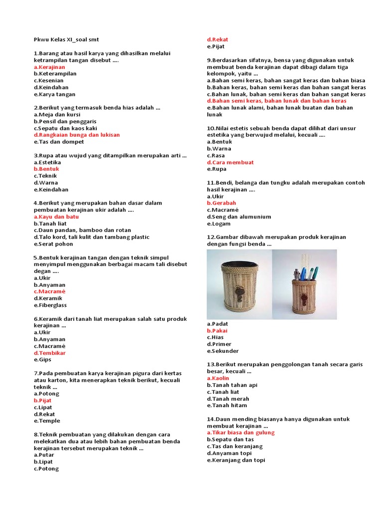 Unsur Yang Terdapat Dalam Pembuatan Produk Kerajinan  