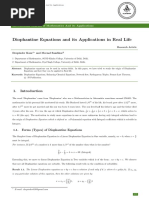 Diophantine Equations and Its Applications in Real Life