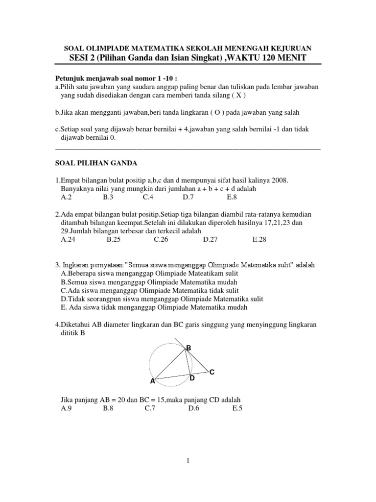 Soal Olimpiade Matematika