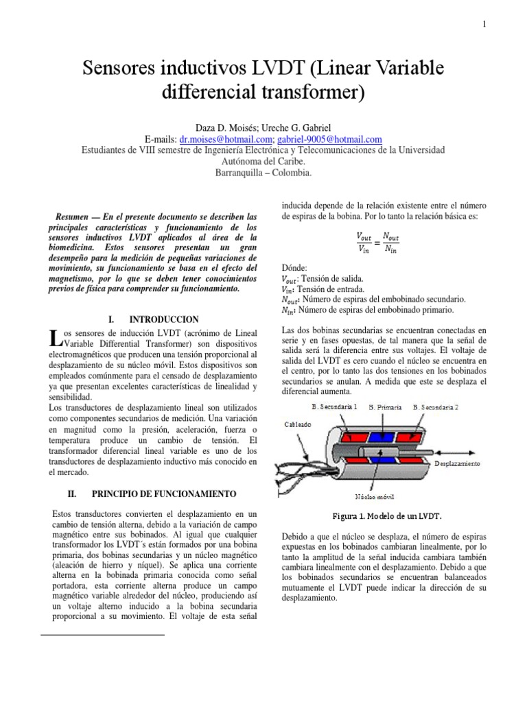 Sensores LVDT en Biomedicina | PDF | Inductor | Transformador