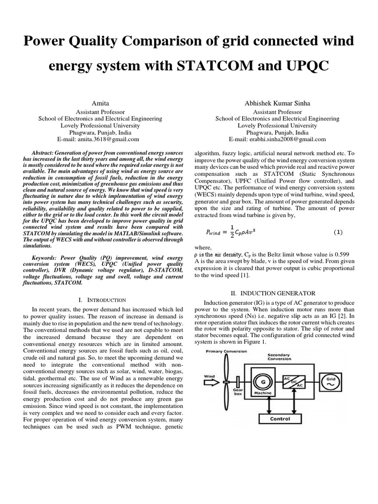 Wind Energy Power Quality Analysis | PDF | Power Electronics | Wind Power