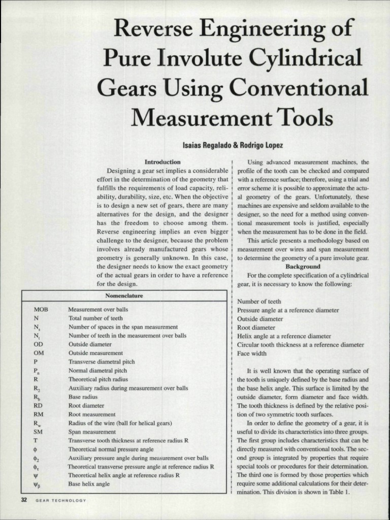 Reverse Engineering Involute Gears | PDF | Helix | Gear