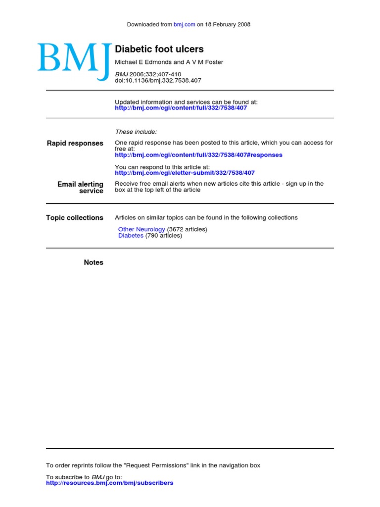 Diabetic Foot Ulcers: Rapid Responses | PDF | Wound | Ischemia