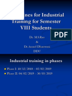 Guidelines For Industrial Training For Semester VIII Students