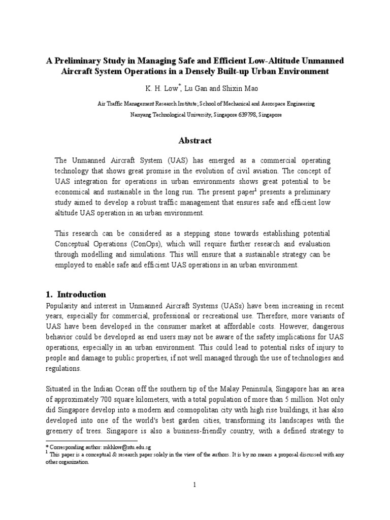 Urban UAS Traffic Management Study | PDF | Unmanned Aerial Vehicle ...