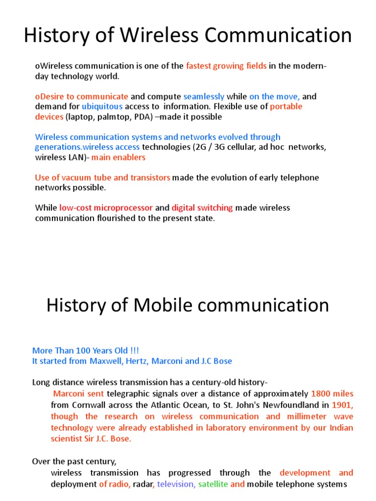 History of Wireless Communication PDF Radio Wireless