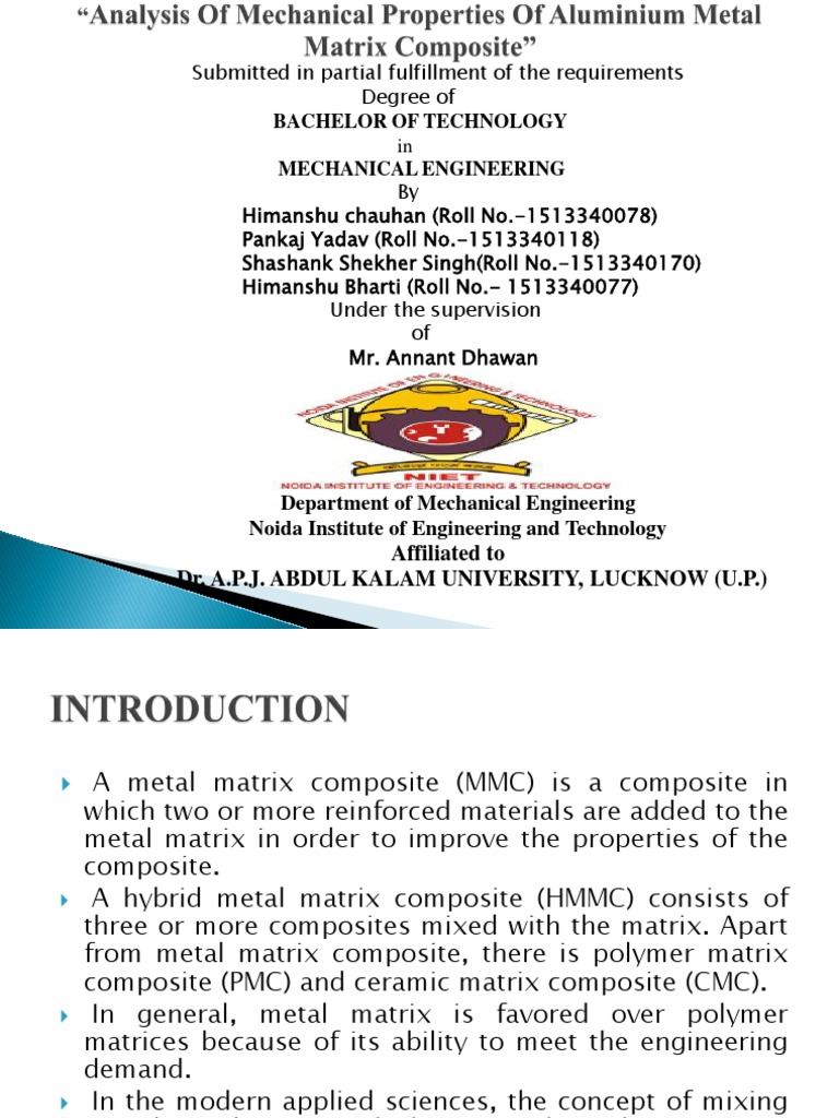 Analysis of Mechanical Properties of Aluminium Metal | PDF | Composite ...