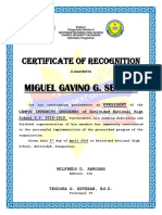 Miguel Gavino G. Sevilla: Certificate of Recognition